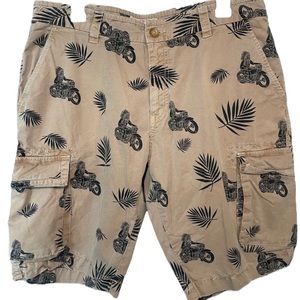 ED HARDY Printed Brown Cargo Shorts Size 34